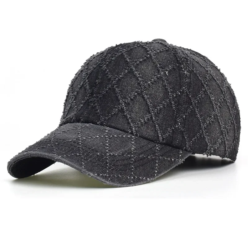 Lattice Washed Cotton Baseball Cap Men Women Vintage Denim Dad Hat Adjustable Trucker Style Low Profile