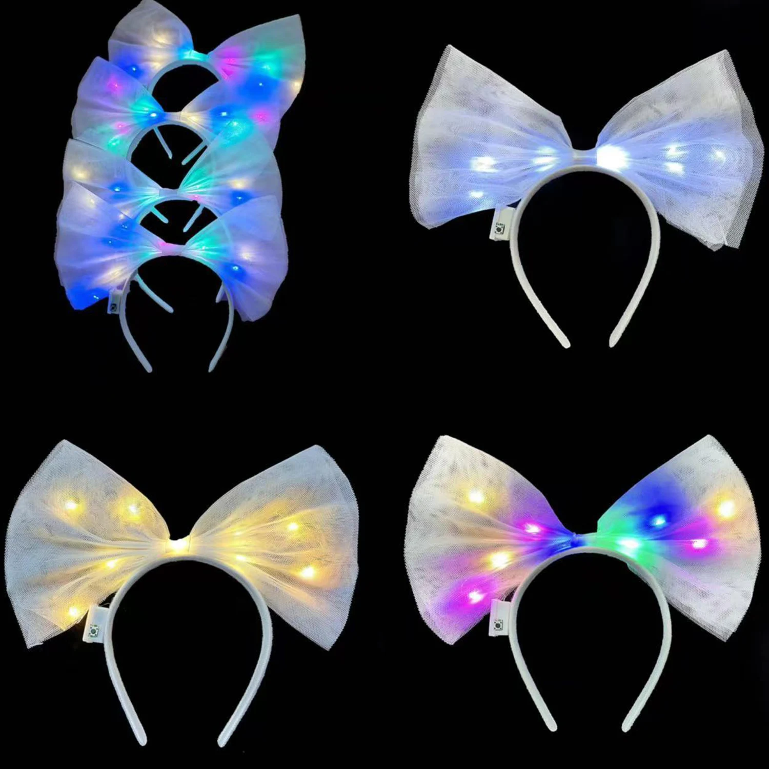 

Fashion LED Headband Multicolor Luminous Big Bow Hair Accessories Wedding Party Night Fancy Dress Decoration Luminous Prop