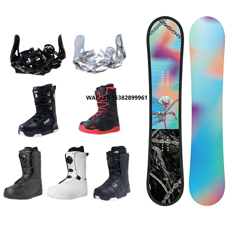 Wholesale Adult Men's and Women's Fixed Snowshoe Snowboard Set Thorn Rose Poplar Wood Core Park Snowway Ski
