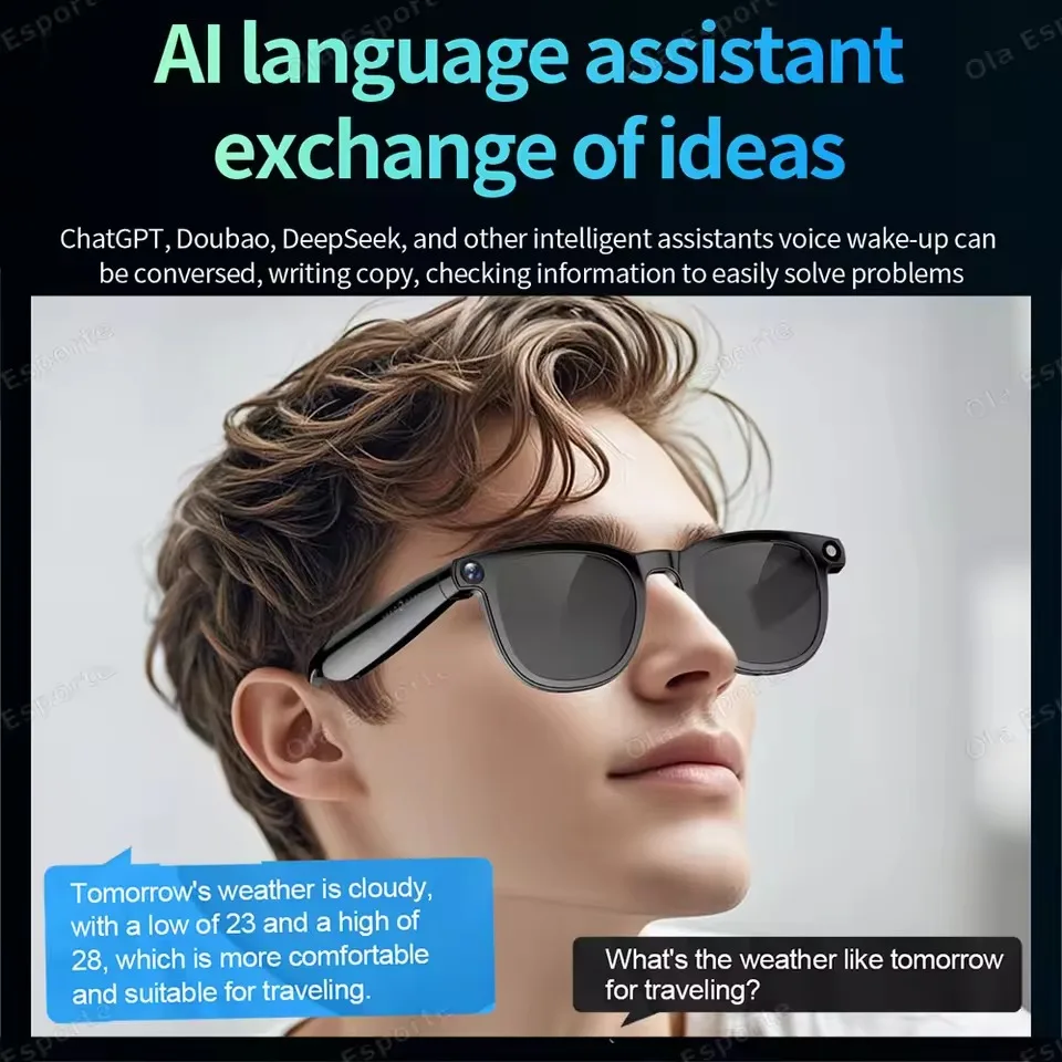 New HD AI Shooting Smart Glasses CY01 800W Camera Bluetooth Music Calling AI Dialog Recognition Voice Assistant Smart Glasses