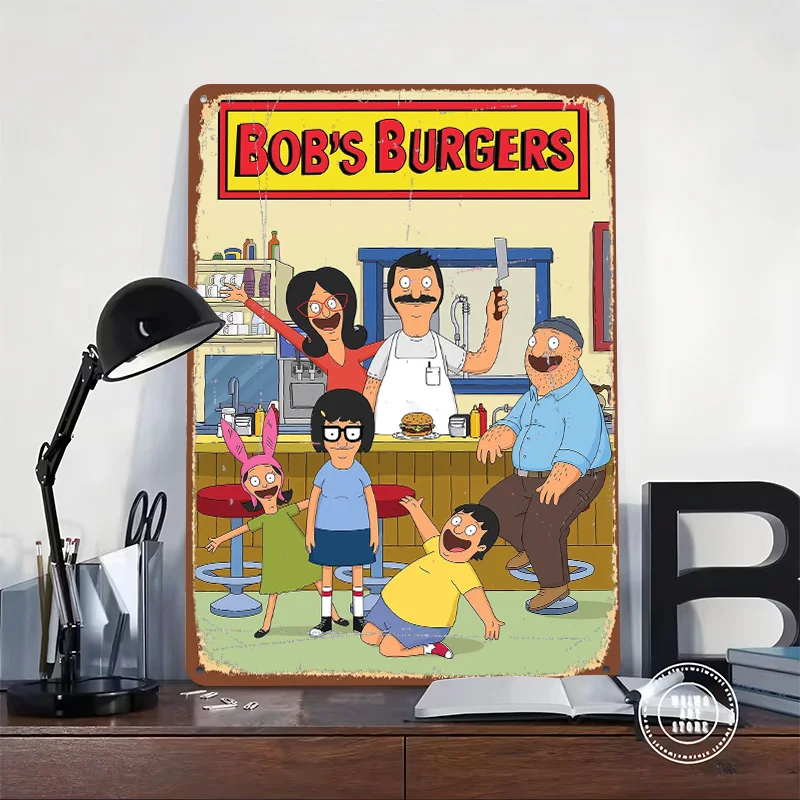Bobs Burgers Tinplate Poster Customized Wall Art Vintage Metal Signs Retro Tin Plaque for Decoration Home Decorations House Room