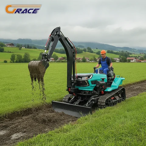 25HP Riding Crawler Tractor Rubber Track Compact Farm Machine For Greenhouse Vegetable Field Soil Preparation