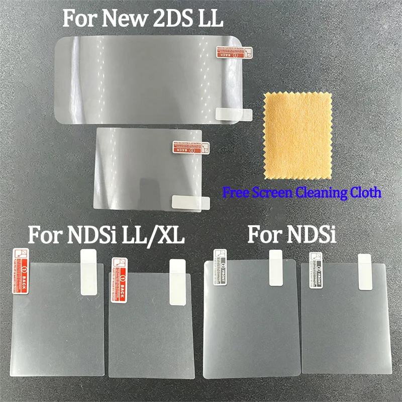 1-5Sets Plastic Film Upper Lower Screen Scratch Resistant Film For NDSi / NDSi XL LL/ New 2DS LL Comes with Wiping Cloth