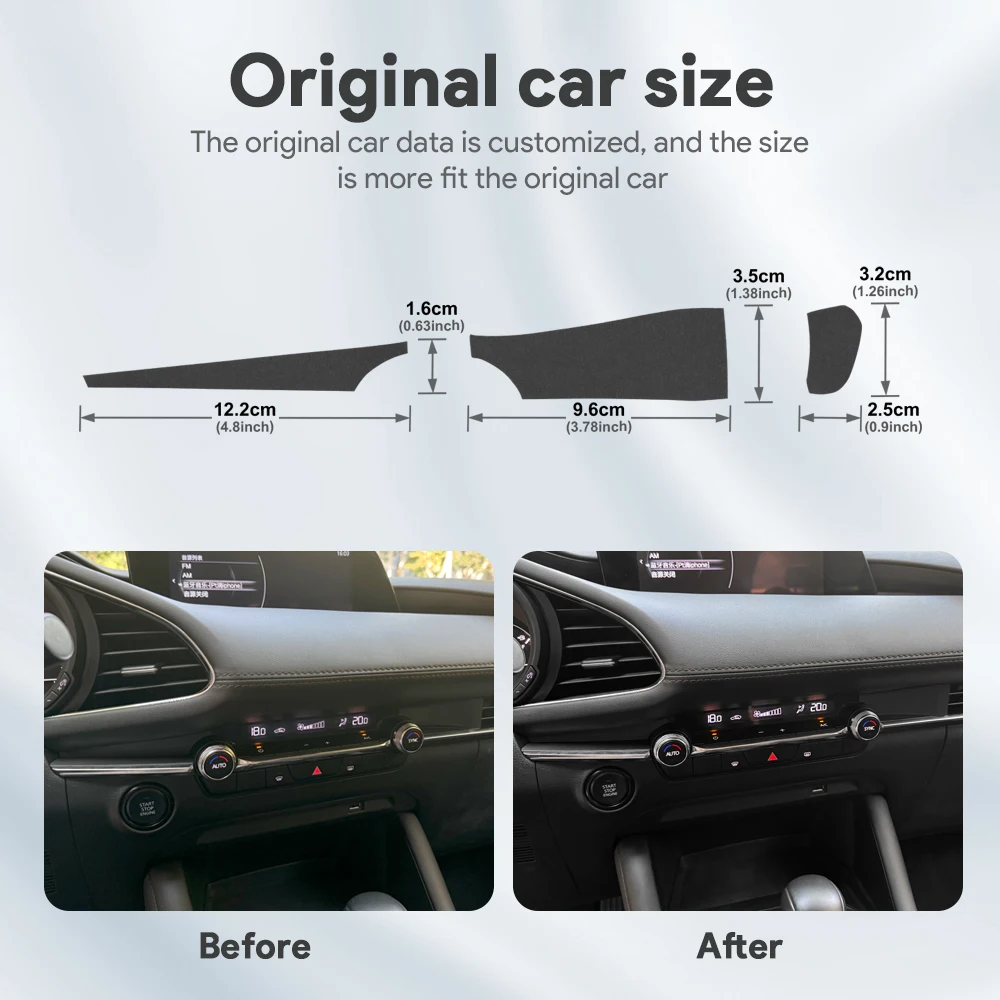 Premium Suede Sticker For Mazda 3 BP 2019 2020 2021 2022 2023 2024 2025 Mazda3 Axela LHD RHD Instrument Air Outlet Panel view 5