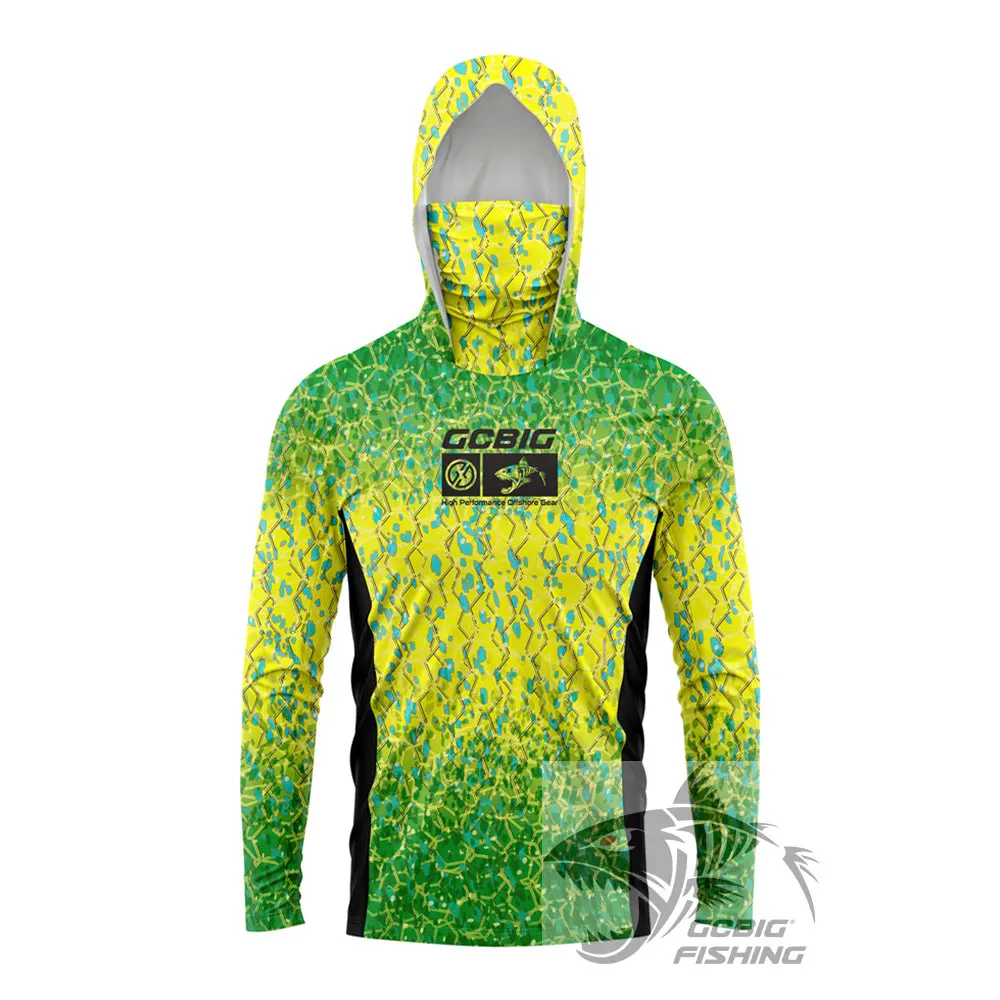 

New Sea Fishing Long Sleeve Fishing Hoodie T-shirts Anti-Uv Sun Protection Hoodies Face Mask Apparel Men Hunting Upf 50+ Hoodie
