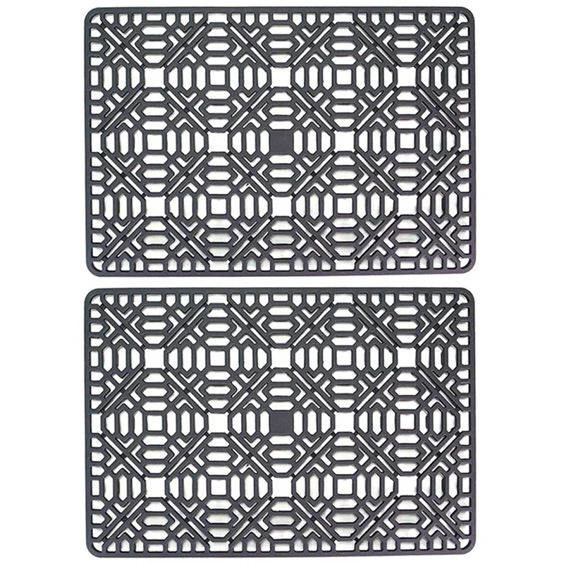 2X Sink Mat Kitchen Sink Protector For Bottom,Stainless Steel Or Porcelain Bowl Sink, Silicone Grey Non-Slip Heat