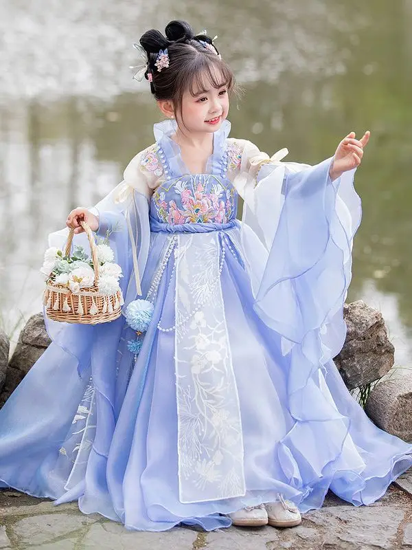 Girls Hanfu Chinese Style Dress Tang Style Summer Ancient Costume Princess Dress Children's Ancient Style Elegant And Super