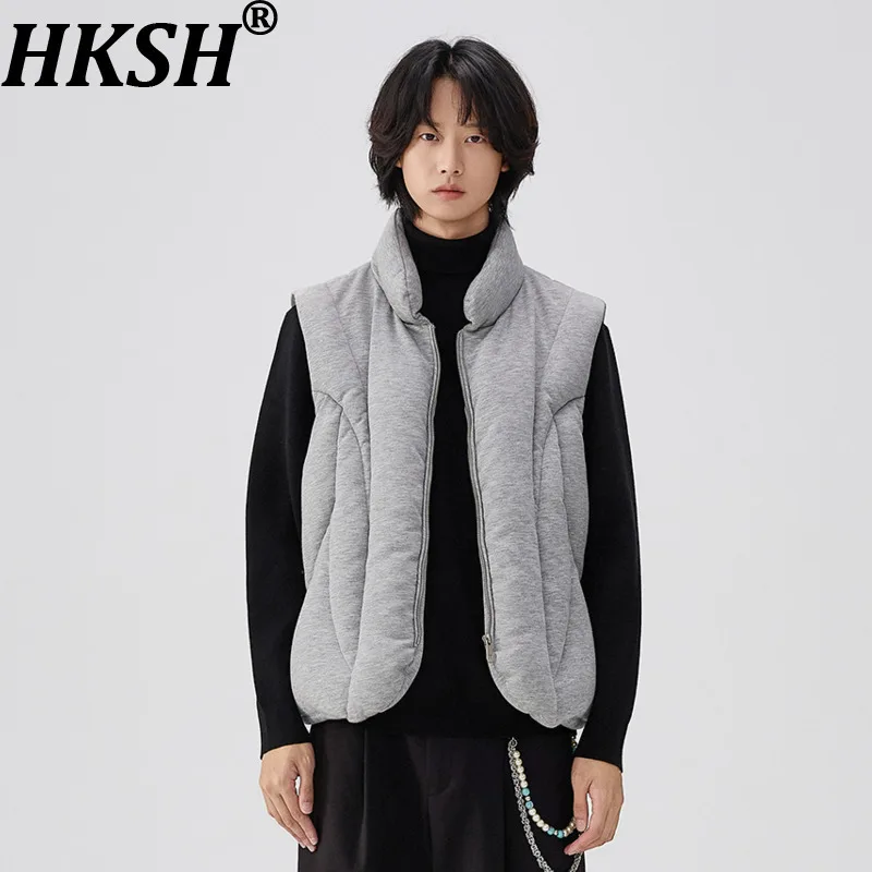 

HKSH Irregular Deconstructed Soft Air Layer Stand Collar Down Vest Autumn Winter Man Tide Ins Warm Padded Coat Waistcoat HK13065