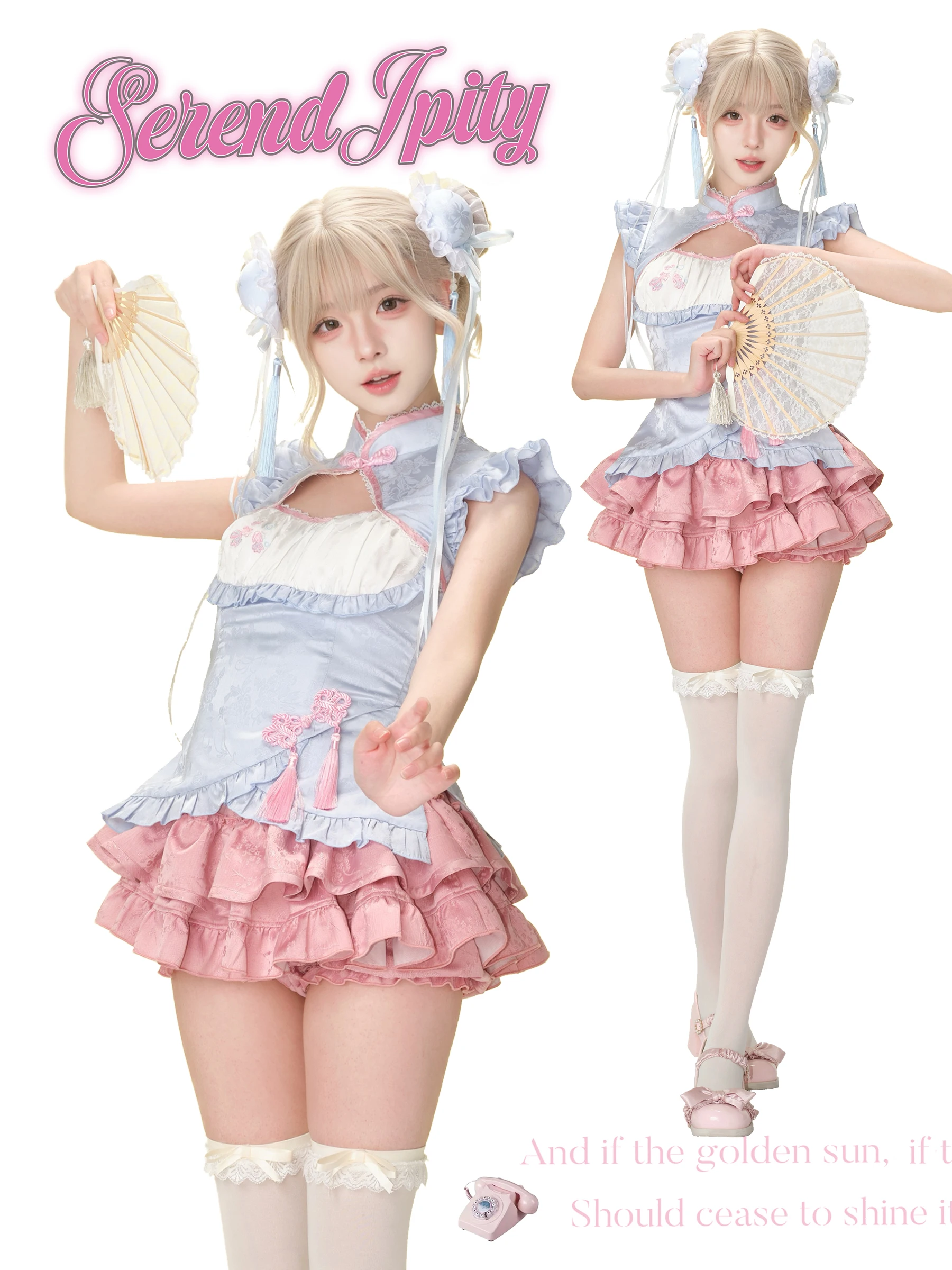 Summer Japanese Kawaii Sweet 2 Piece Sets Women Y2k Fairy Design Tops + High Waist Chic Skirt Female Chic Korean Popular Clothes image 4