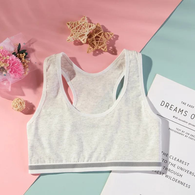 Girls Cotton Training Bras Children Puberty Wireless Underwear Kids Sport Vests Teenage Camisoles Students Underclothes view 4
