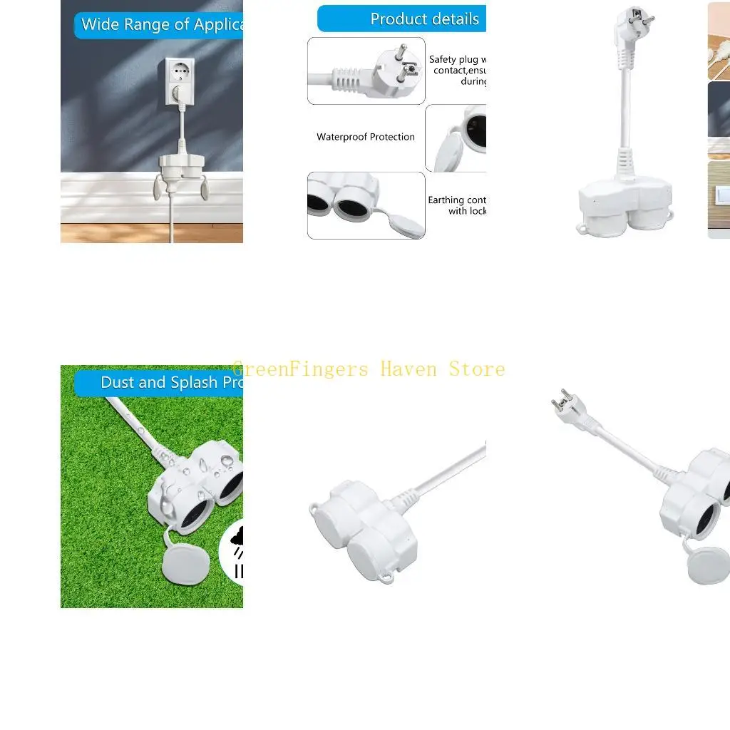 F68D Industrial Double Socket Power Adapters IP44 Protective Heat Resistant Cable