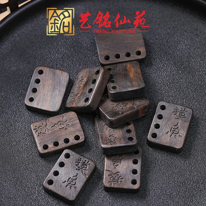 Red Sandalwood Green Sandalwood Agarwood Square Tag Pendant DIY Keychain Car Bag Hanging Self Discipline Decor Ornament
