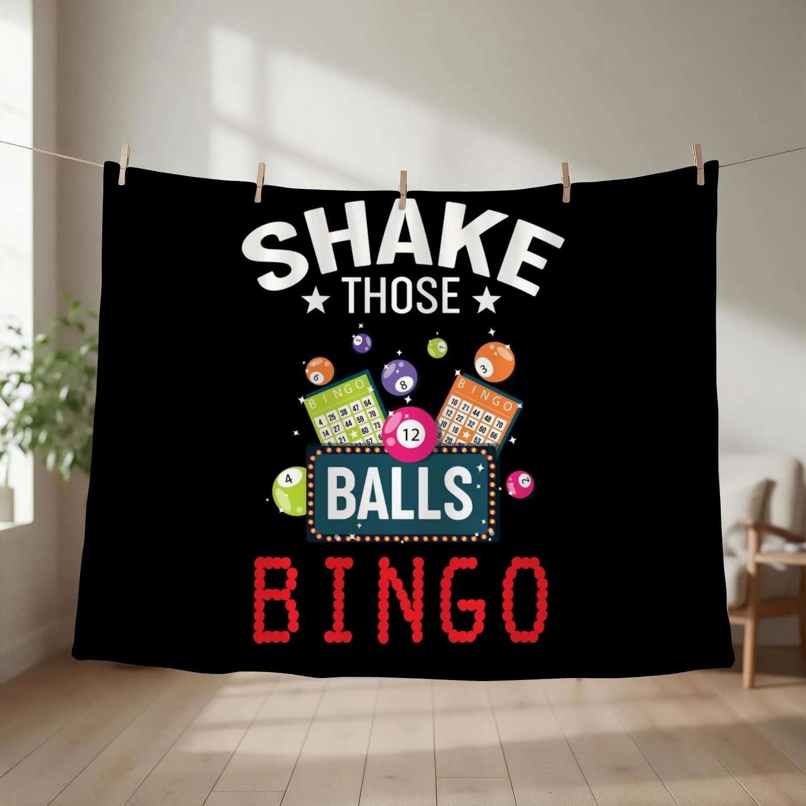 Shake Those Balls Bingo Throw Blanket Soft Personalized Gift Multi-Purpose For Baby Blankets