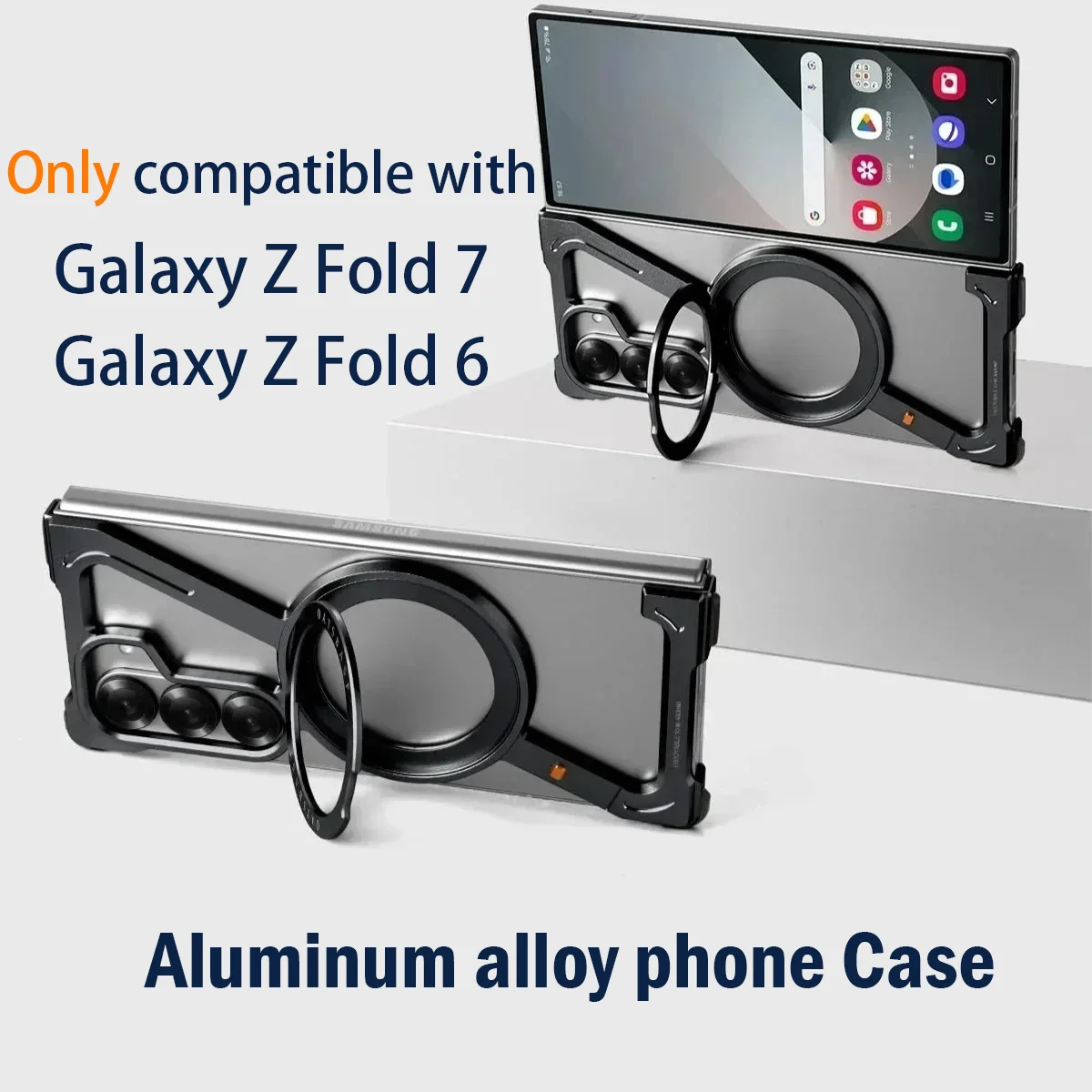

Oatsbasf MagSafe Frameless Case for Samsung Galaxy Z Fold7 Fold6 360°Rotating Magnetic Stand Metal Shockproof Bumper Phone Cover