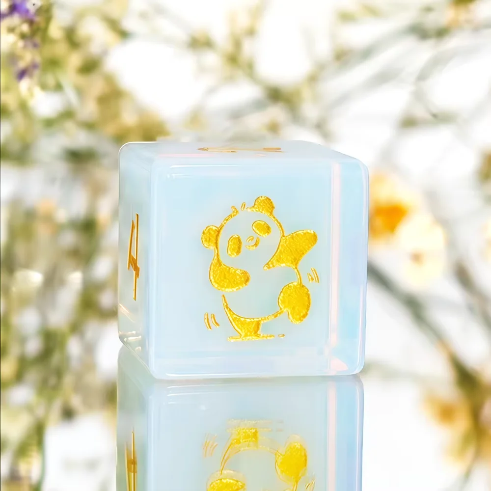 Panda Printed Dice Glass 6-Sided Cube D6 16mm Dice Toy Desktop Chessboard Game Accessories Entertainment Party Club Bar Game
