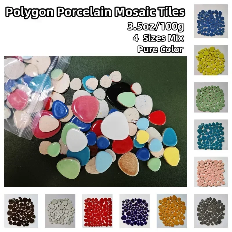 100g/3.5oz(12 ~ 18 sztuk) jajowaty kształt porcelany płytki z mozaiką 5mm/0,19 cala grubości płytka ceramiczna DIY mozaika materiału rzemieślniczego