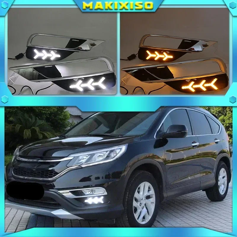 

Для Honda CRV CR-V 2015 2016 светодиодный автомобильный DRL дневные ходовые огни бампер передняя противотуманная фара указатель поворота желтый