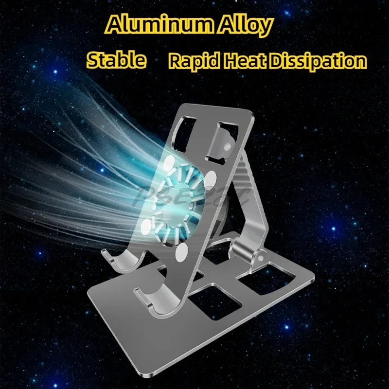 Office Portable Metal Aluminum Alloy Phone Holder Lazy Person Folding Radiator Small Fan Desktop Tablet Support Bracket