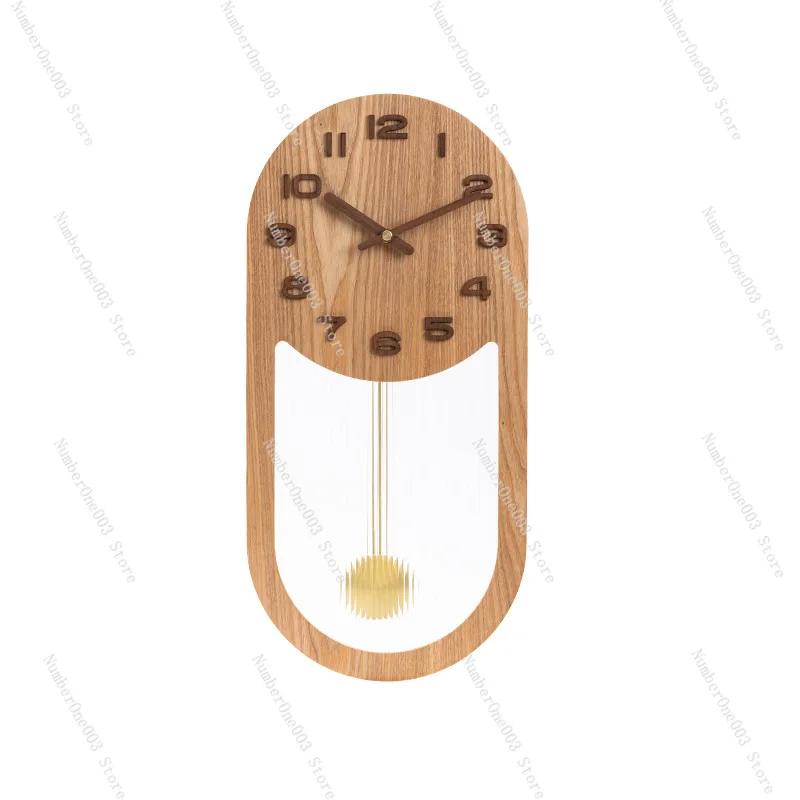 New Chinese-style Wooden Pendulum Wall Clock: Lu Yu Shi Er Time Window Fat Eight, Vintage-style Silent Pendulum Clock