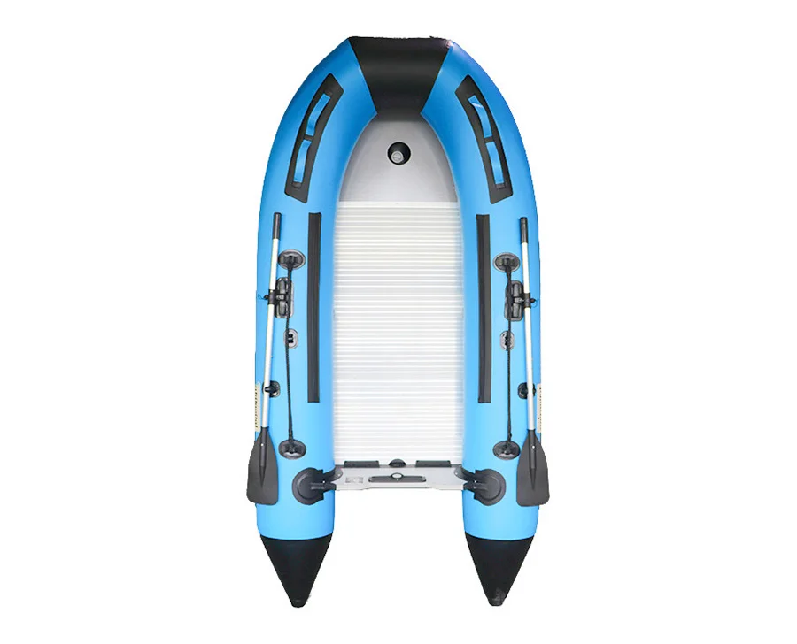 เรือพับได้พื้นอลูมิเนียม 3.3 เมตร พร้อมใบรับรอง CE ทำจาก PVC ความหนา 0.9 มม. ทนแรงดันสูง สำหรับตกปลาและพายเรือ