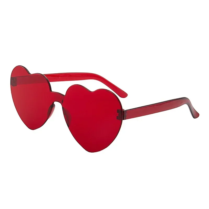 Women Colors Polycarbonate Heart Shape Tinted Party Sunglasses Girls Vintage UV400 Colors Rimless Polarized Sun Glasses Outdoor