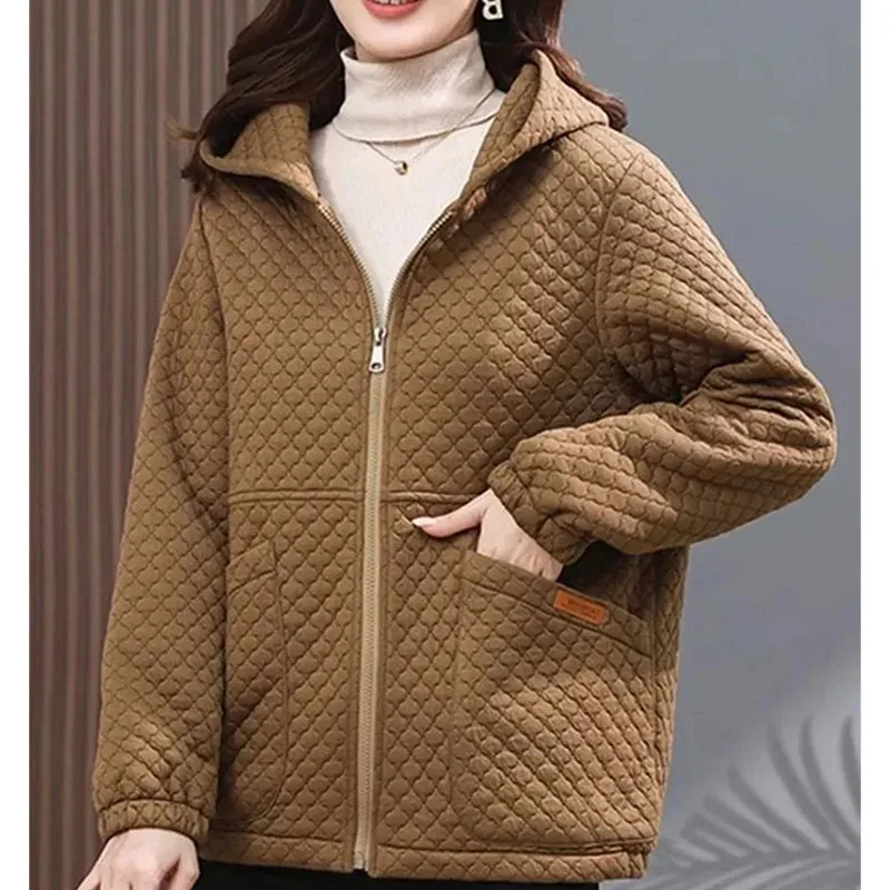 

Autumn Winter Ladies Leisure Puffer Coat Korean Female Hooded Parkas Jacket 2025 Women Fashion long sleeves Down Cotton Outwear