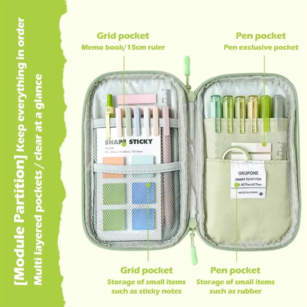 Simple Oxford Pen Bag Portable Multi-functional Pencil Case Ultra-thin Stationery Organizer School Supplies