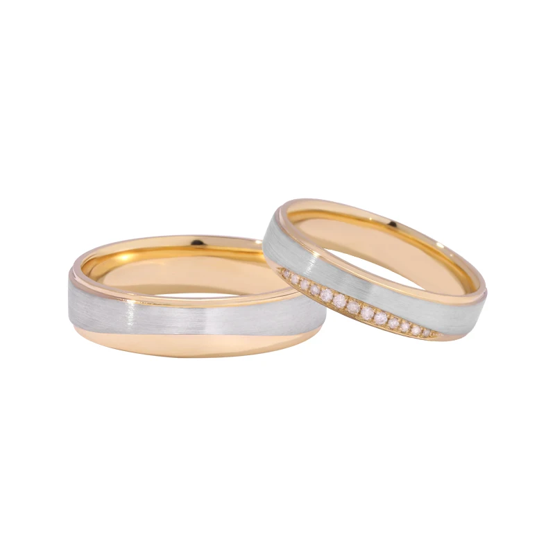 Classic Love Lock Design 18K Gold/Silver Plated Couple Rings Solid Wedding Band Set