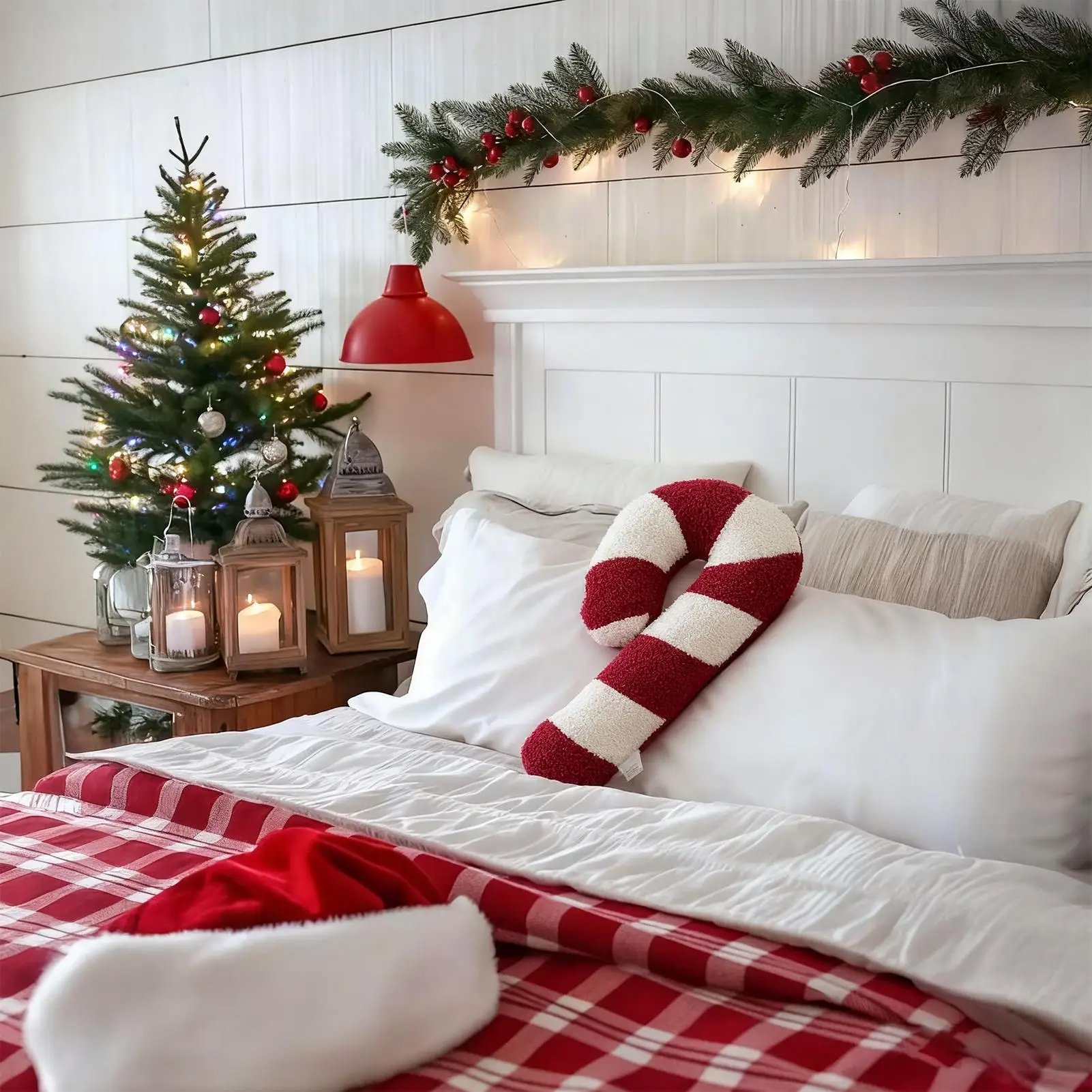 Almofadas de doces de natal macio bonito pirulito natal macio em forma de doces travesseiros de pelúcia para mulheres adultos corpo volta ombro braço quadril