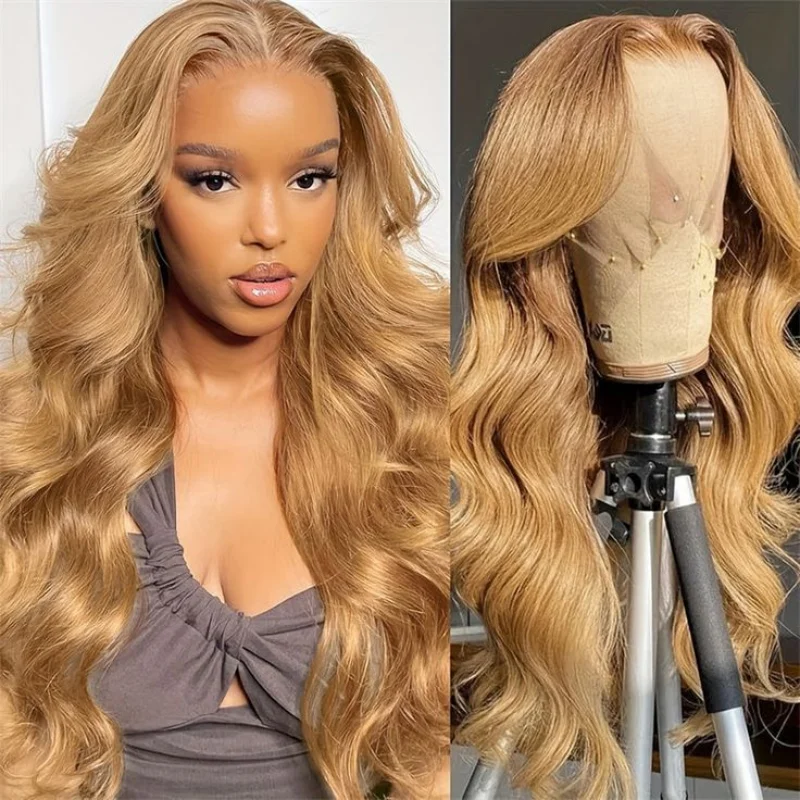 Ombre Blonde Wavy Wig 13x4 Lace Front Wig Pre Plucked with Baby Hair Light Blonde Wigs for Women Glueless 180% Density 30inch