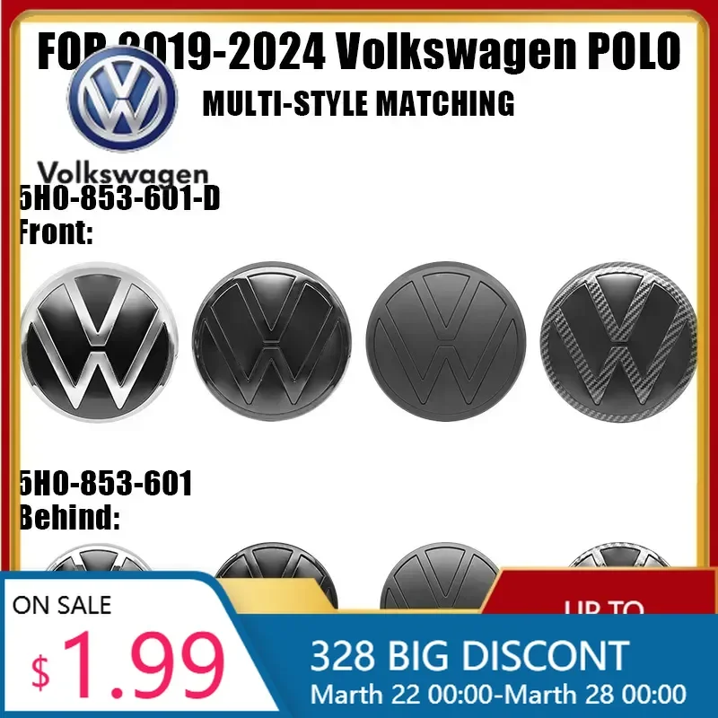 

Styling Mouldings 2026 Hot For VW VOLKSWAGEN 2Pcs ABS 139mm 110mm VW Polo Car Front Logo Grille Badge Trunk Badge For Volkswagen