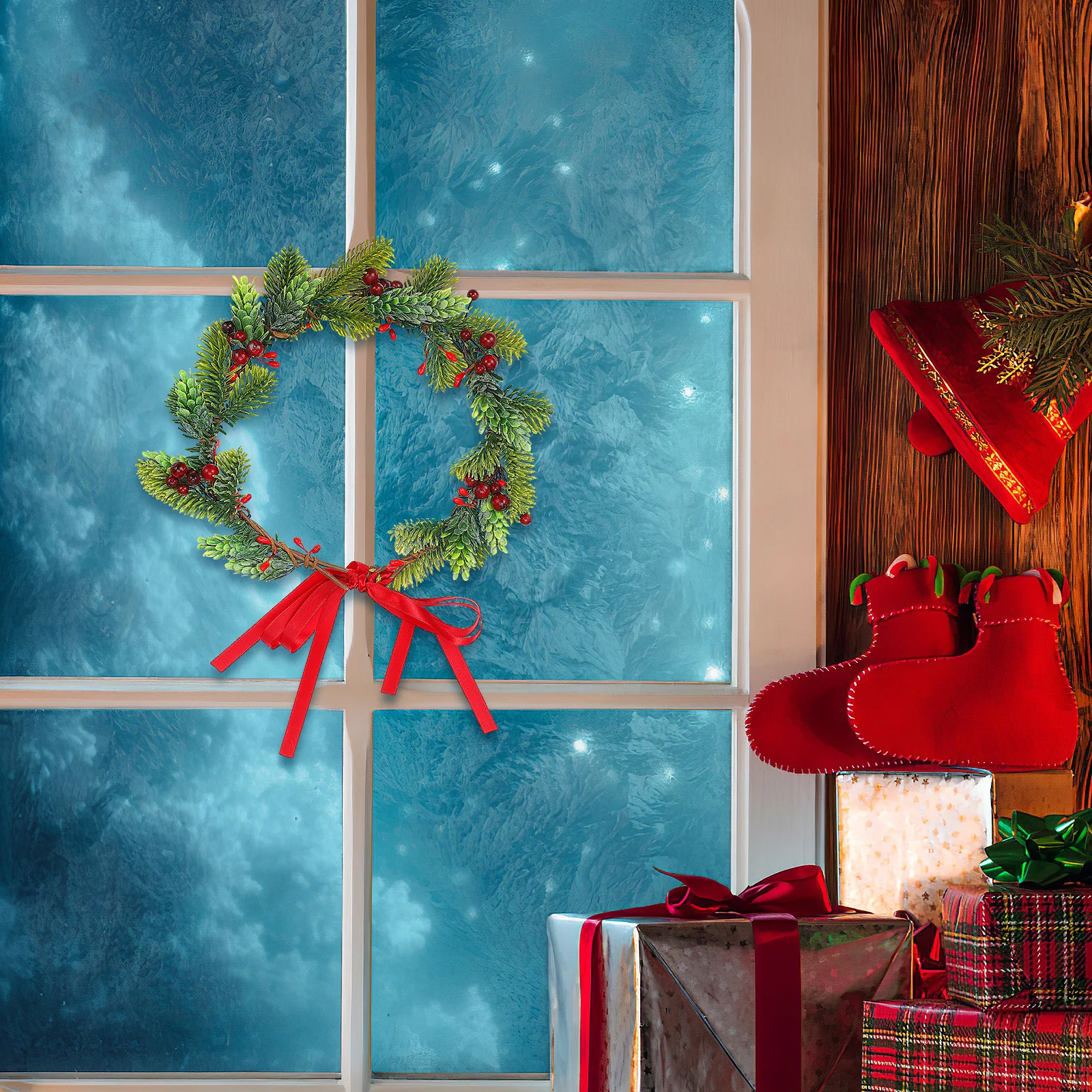 

Christmas Garland 23Cm Premium Cloth Simulation Leaves Wreath Creative Headwrap Ribbon Headdress Festival Headwear For