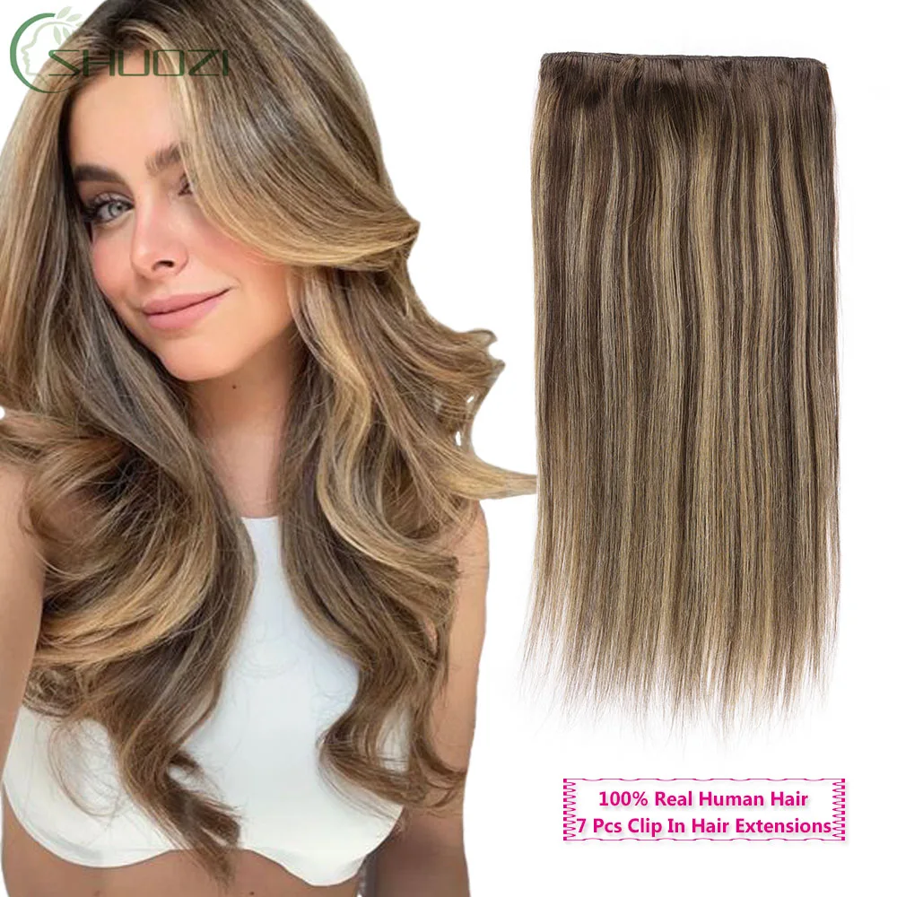 

Clip In Hair Extensions Real Human Hair Extensions 7pcs 120g Straight Remy Human Hair Clip In Extensions Soft Natural Clip Ins