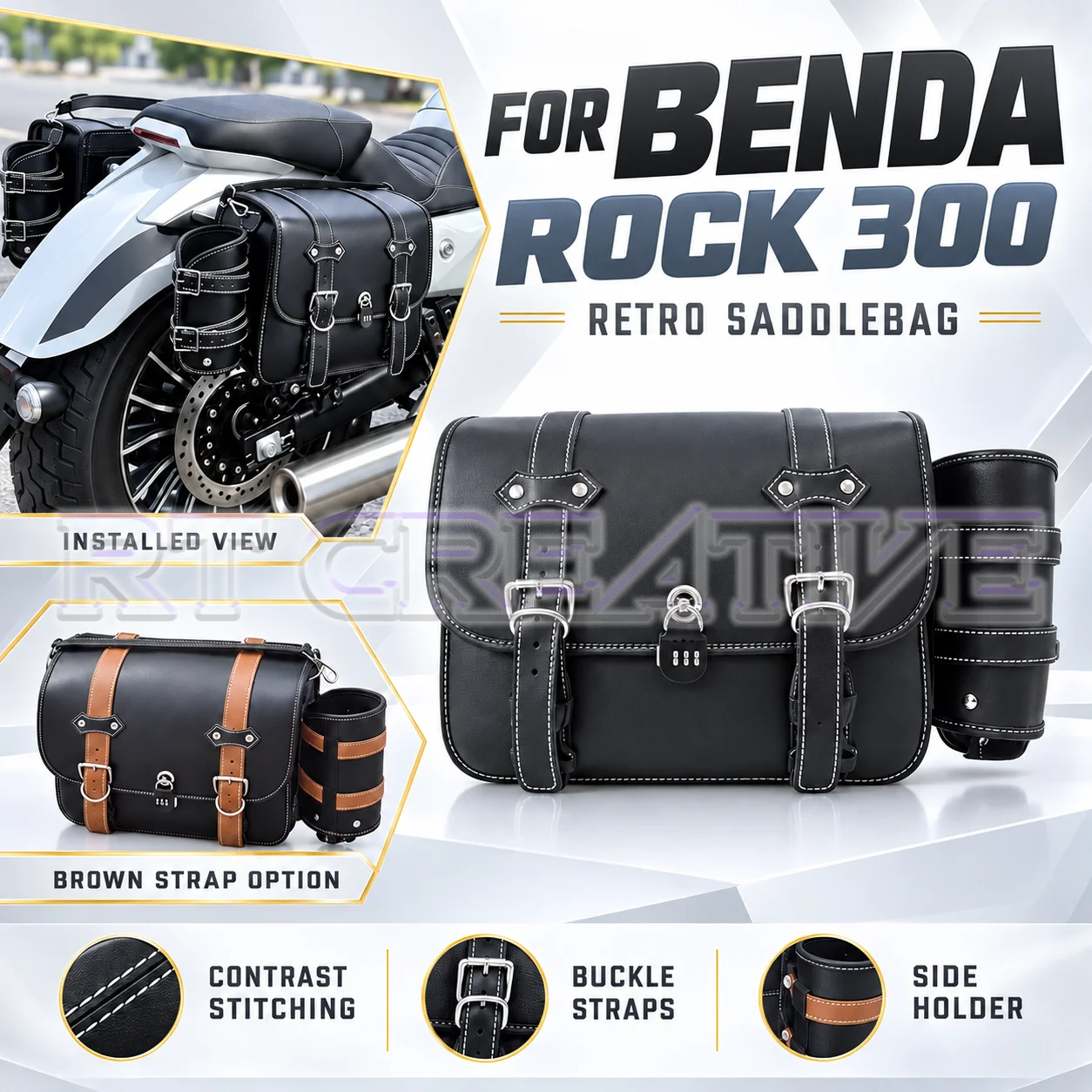FOR BENDA ROCK 300 Scrambler Side Mount Saddlebag, Water-repellent Riding Storage Pack