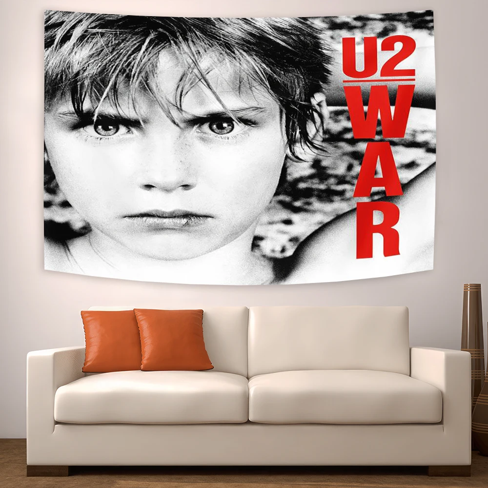 90X150CM U2s Rock Band Custom Tapestry Table Cloth Beach Blanket Home Decorative Wall Hanging Picnic Mat