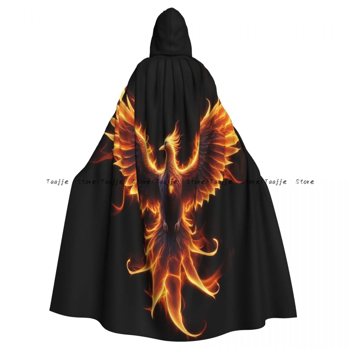 Middeleeuwse cosplay mantel kapmantel Phoenix Rising From Ash Bird In Fire symbool Cape jas lange geul kostuum tovenaarsmantel