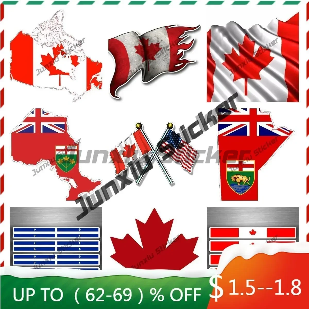 

Canada Vancouver Ottawa Moraine Lake Oval Flag Sticker Canadian Maple Leaf Quebec Shaped Occlusion Scratch Car Decal Accessorie