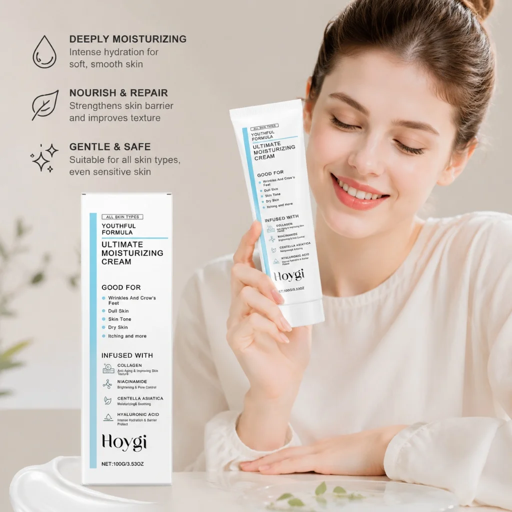 Moisturizing Cream Centella Asiatica, Niacinamide, Hyaluronic Acid, Collagen For Wrinkles, Fine Lines, Dark Spots, Dry Skin