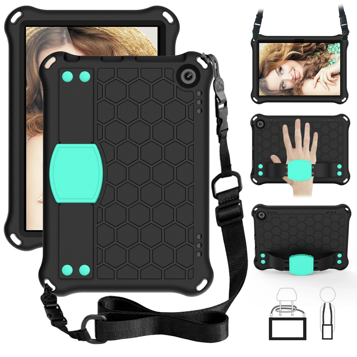 

Противоударный чехол-подставка из ЭВА для планшетов Amazon Fire HD 8, 2020, 8,0 дюйма, с плечевым ремнем
