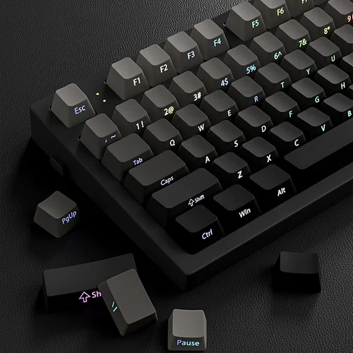 Teclas PBT impresas lateralmente, doble disparo, teclas retroiluminadas RGB, gris degradado, interruptores MX, teclados, 133 teclas