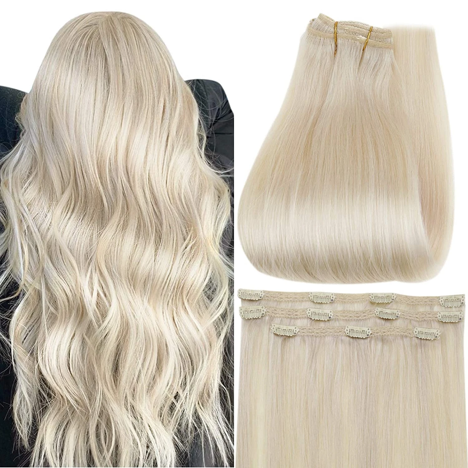 Full Shine 3pcs Lace Clip In Hair Extensions 50g Remy Hair Extension 100% Real Human Hair Extensions