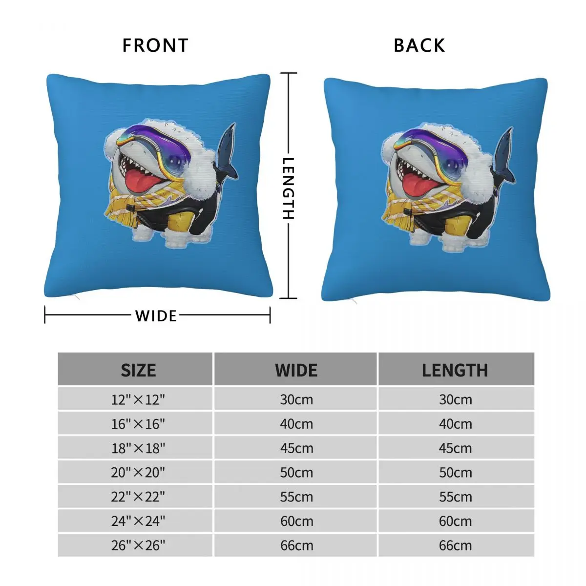 Jeff The Land Shark Winter Square Pillowcase Polyester Linen Velvet Pattern Zip Decor Throw Pillow Case Room Cushion Cover