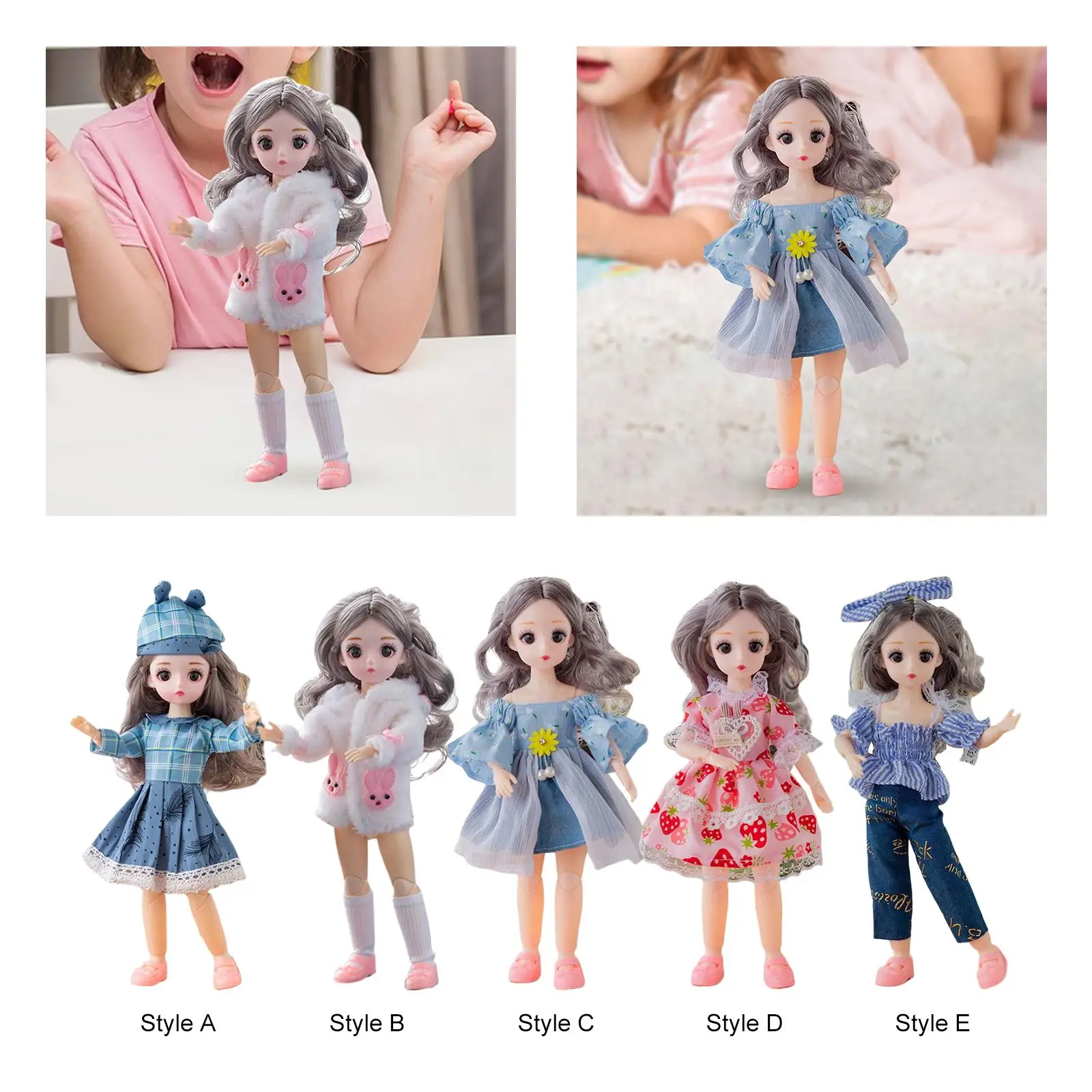 12 inch Fashion Doll and Rooted Hair for Doll Collection Girls Best Gift