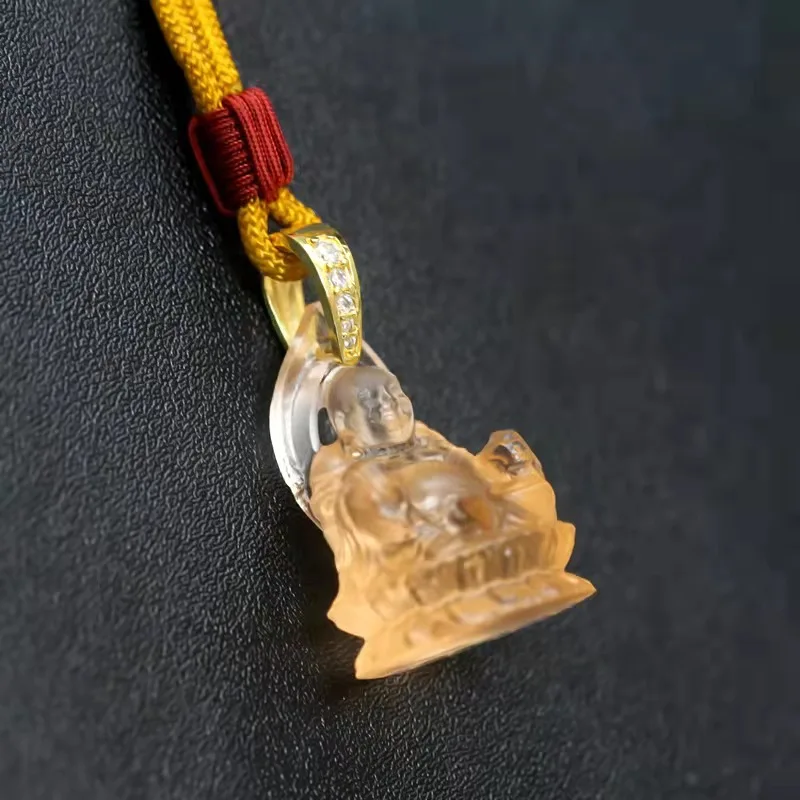 Chinese Style Lucky Glazed 3d Carved Laughing Maitreya Buddha Pendant Necklace Good Fortune Spiritual Amulet Gift For Men Women