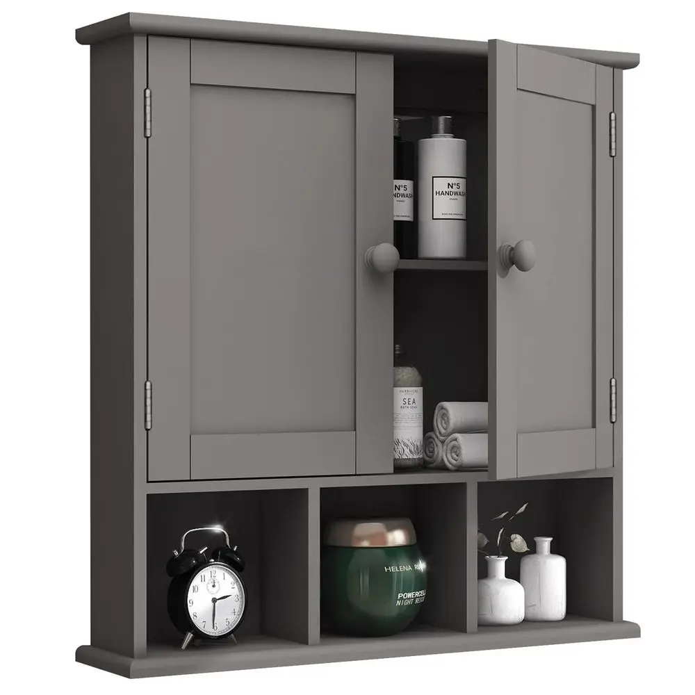 

Grey Bathroom Cabinet,Bathroom Wall Cabinet with 2 Door Adjustable Shelves,Over The Toilet Storage Cabinet,Bathroom Cabinet Wal