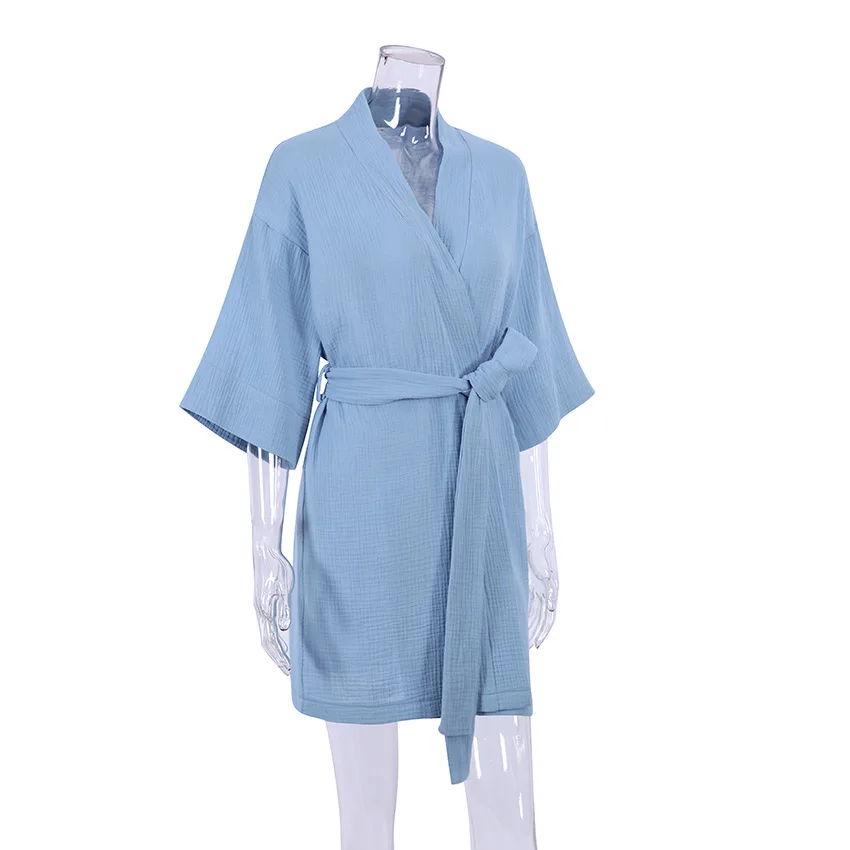 Mozuleva Cotton Short Nightgown Autumn Women's New Solid Color Short Sleeved Pajamas Loose Bathrobe Casual Female Nightgown