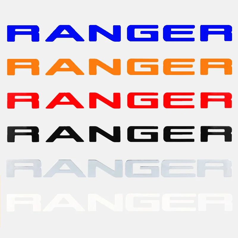 Para Ford Ranger 2015-2021 parrilla superior Logo letra parrilla RANGER emblema 3D tamaño Original ABS pegatina con pegamento estilo cromo