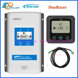 Epever Duo Racer MPPT Solar Controller 20A 30A Solar Charge Dual Battery 12V/24V Remote for Campe DR2210N-DDS DR3210N-DDS