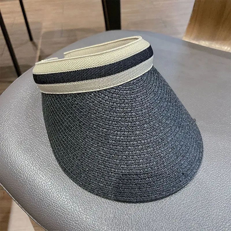Vrouw Nieuwe Mode Zonnehoeden Vrouwelijke Outdoor Vizier Strandpetten Brethable Lege Top Strohoed Vrouw Anti-uv Strandpet