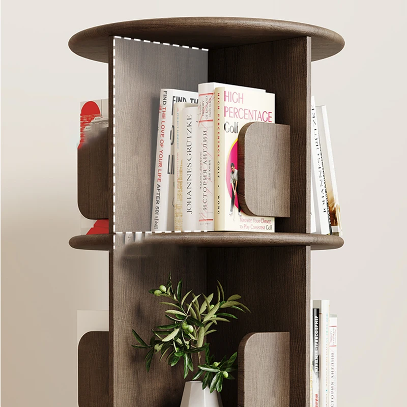 Wooden Unique Book Shelf Organzier Indoor Design Rotating Storage Corner Shelves Mobile Estante Para Livros Modern Furniture